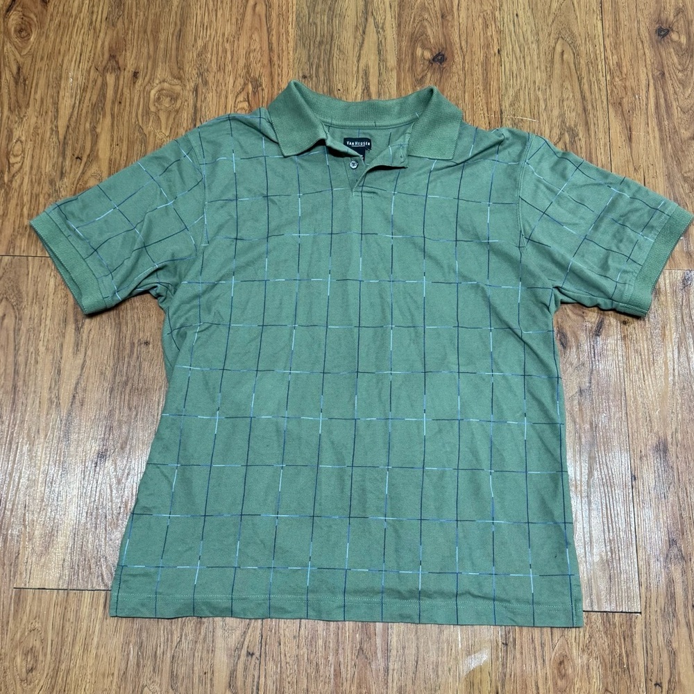 Brand, Van Heusen, Men’s, Collared, Cotton, Polo T-Shirt, In Green, Size Large